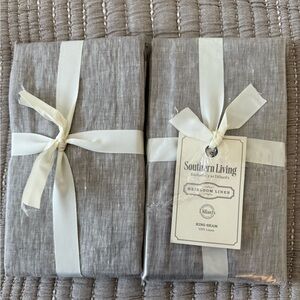 Southern Living Gray and Cream Linen King Sham